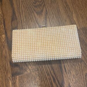Vintage JR Julius Resnick USA faux pearl beaded clutch evening bag dressy formal